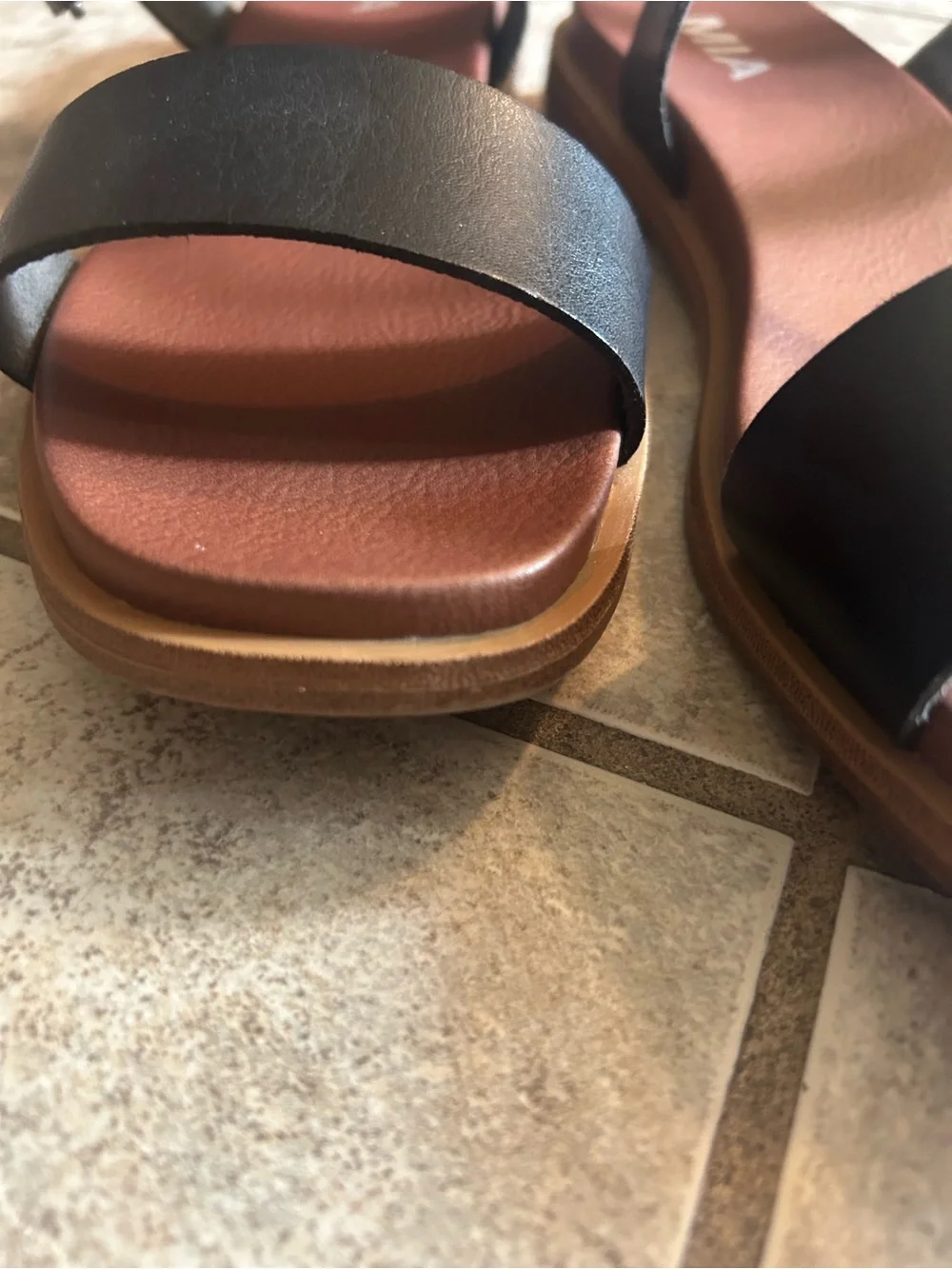 MIA Karina Black Leather Vegan Strap Women's Sandals